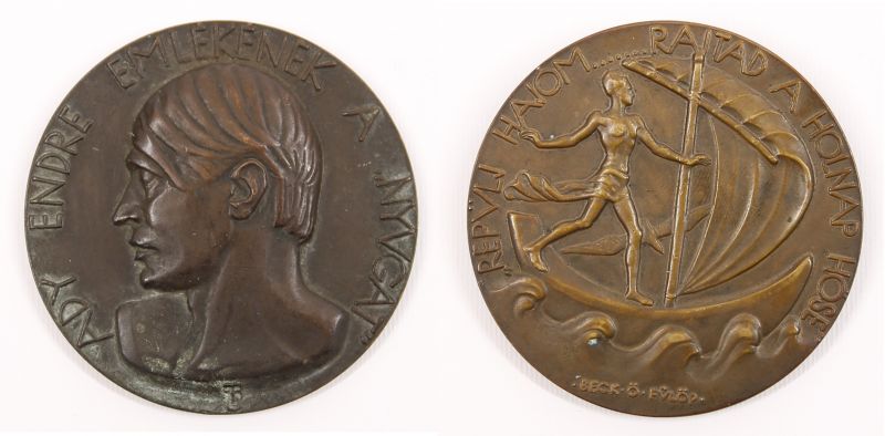 Beck Ö. Fülöp (1873 - 1945) - Ady Endre - a Nyugat emlékérme 1928 - ban