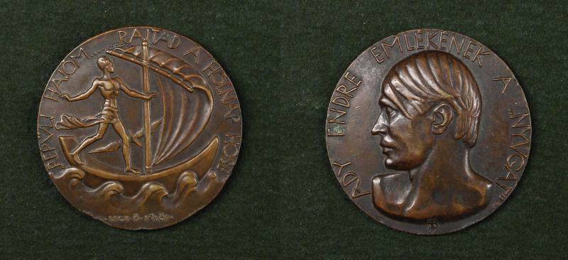 Beck Ö. Fülöp (1873 - 1945) - Ady Endre - a "Nyugat" emlékérme, 1928